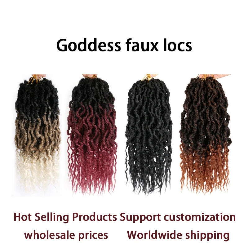 wholesale Goddess Faux Locs Hair Extension 16 inch 24 roots Curly Bohemian Queen Locs for Women Crochet Hair