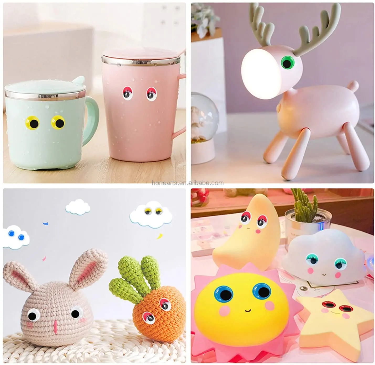 Wiggle Googly Eyes with Self-Adhesive, 6mm 8mm 10 mm 12mm Mixed Packaging