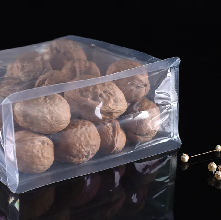 On line sale food grade side gusset flat bottom or square bottom clear plastic bags plastic bags for food