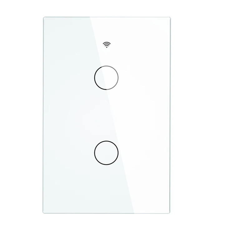 SHUWEI 2 gang white glass panel touch screen smart zigbee wireless switch module hotel doorbell wireless wall switch