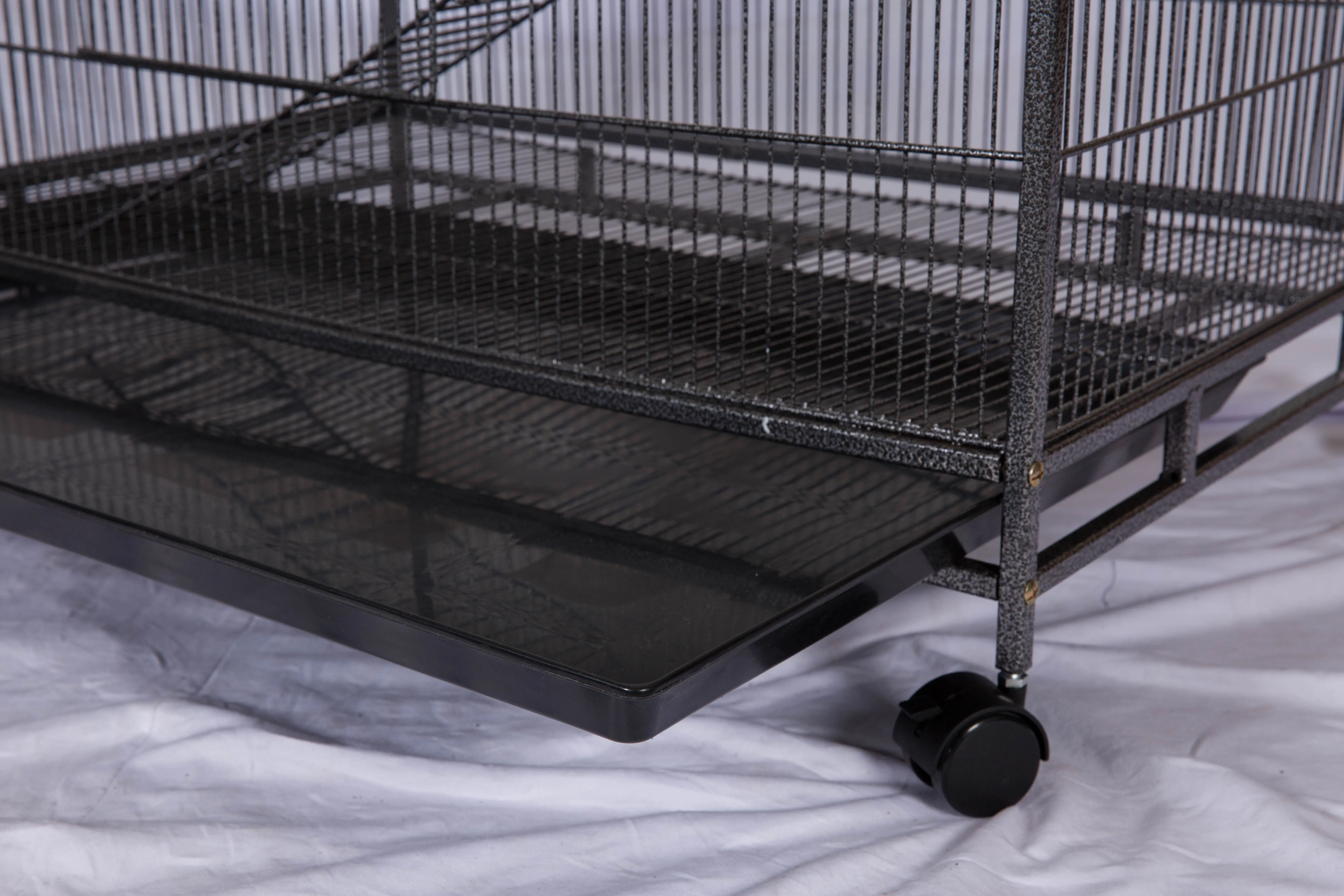 Large 4-Level Ladder and Platform Metal Black Indoor Outdoor Playhouse Wood Cage for Ferrets Cats Hamsters Birds Rabbits