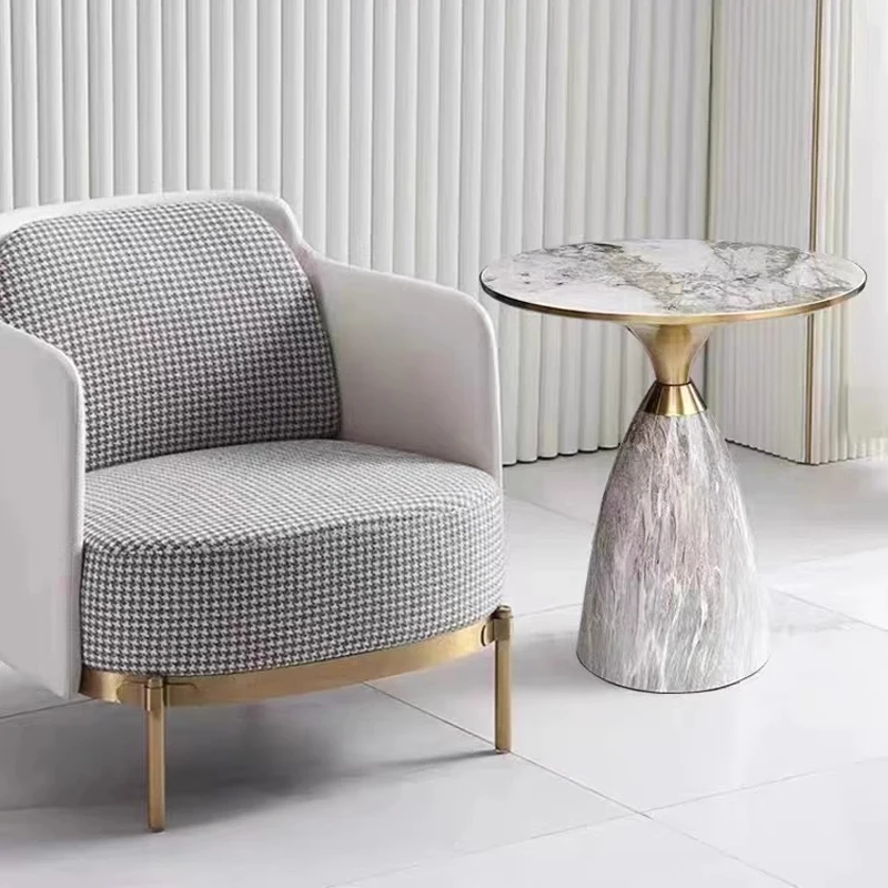 JJ-09 Modern Gold Stainless Steel Leg marble top round living room home furniture luxury side center coffee tea table