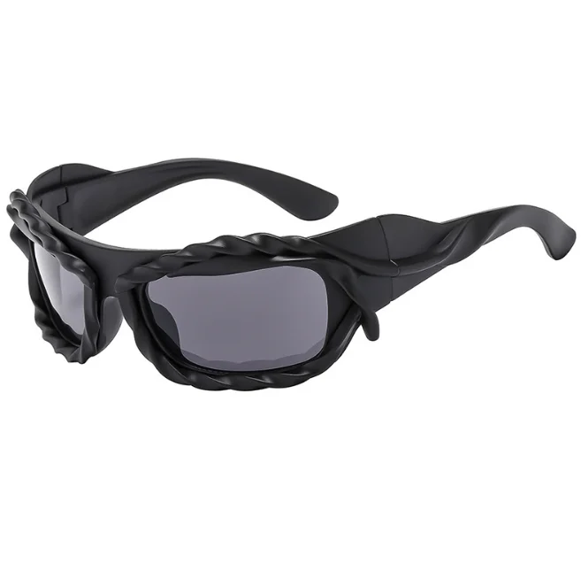 Punk Twisted Sunglasses Men Women Hip Hop Y2K Sun Glasses Male Streetwear Shades Futuristic Eyewear