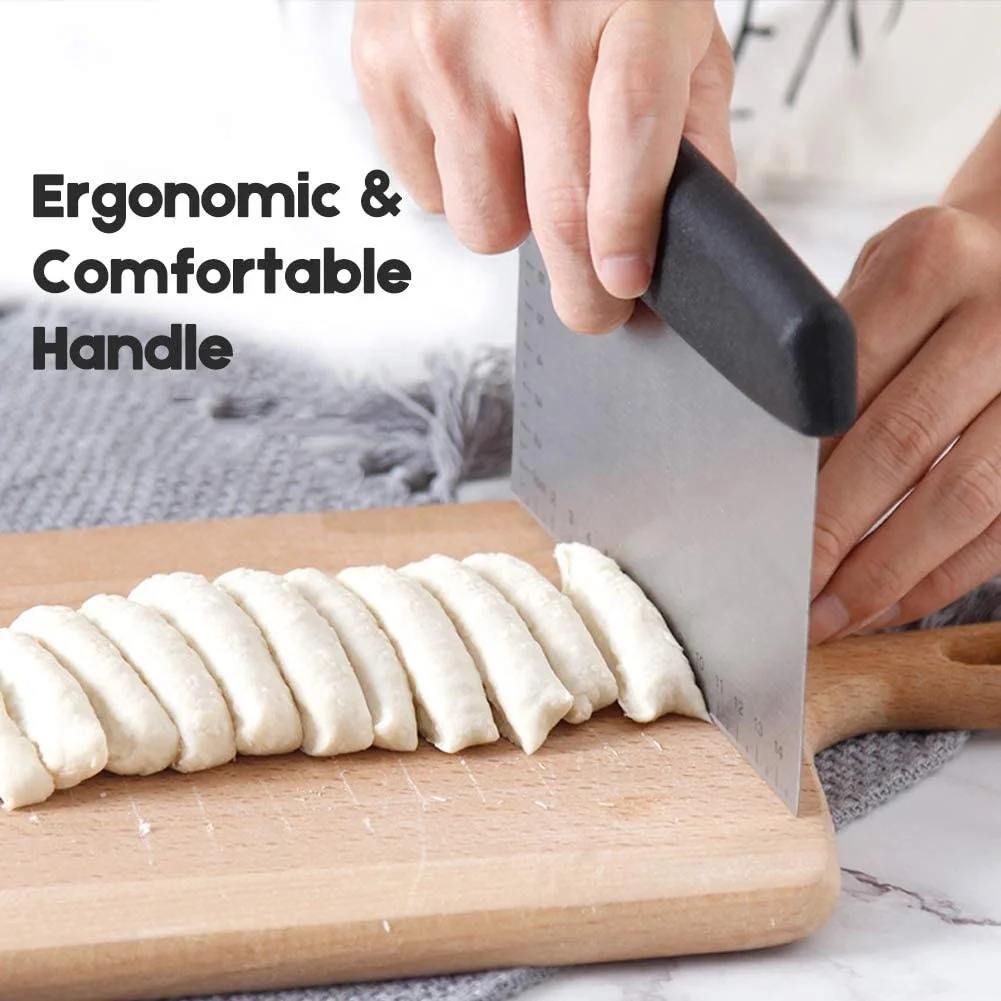 Multi-Purpose Stainless Steel Dough Pastry Scraper and Cutter for Baking