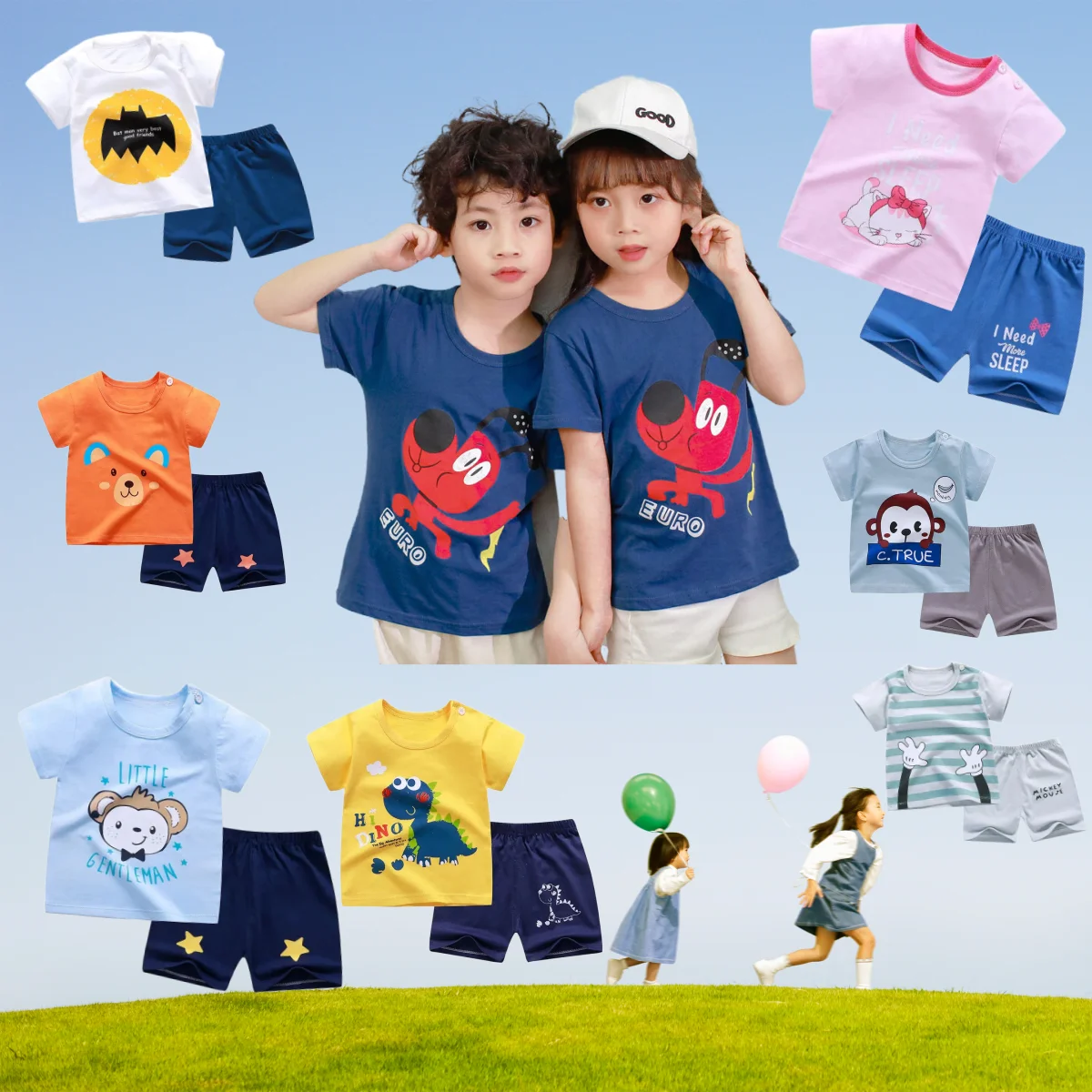Wholesale $1 kids boys underwear Cotton baby clothes newborn boy girls sets 2pcs summer clothing set for children