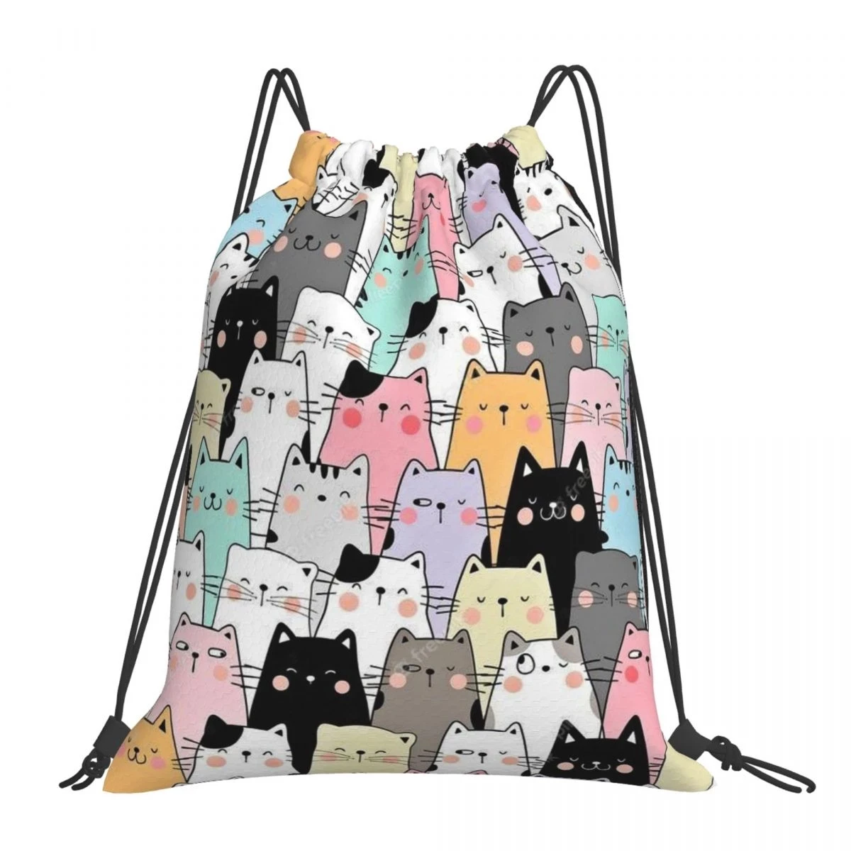 Cats Lovely Drawstring Bags Shopping Unisex Waterproof Storage Organize Bundle Pocket Rope Bag