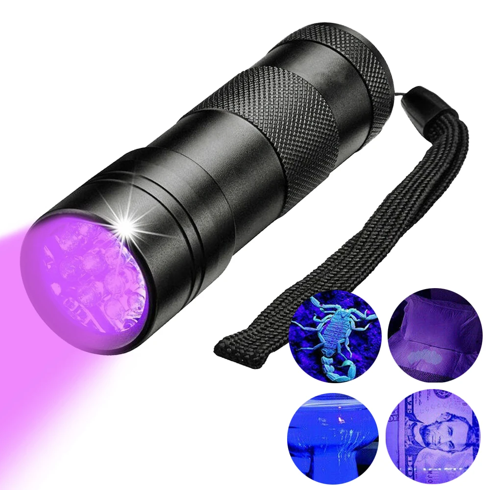 Currency Detector UV flashlight 12LED mini size Ultraviolet flashlights torches 395nm find scorpion Urine & Bodily flashlights