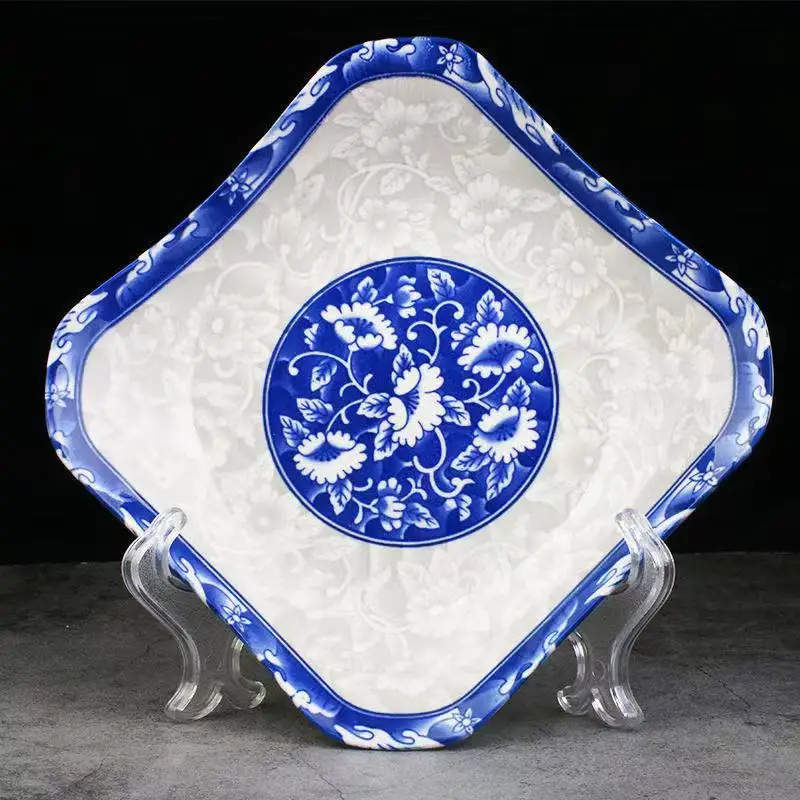 Savall HoReCa blue white ceramic round plate ODM  tableware porcelain dinner dish dinner set for hotel restaurant
