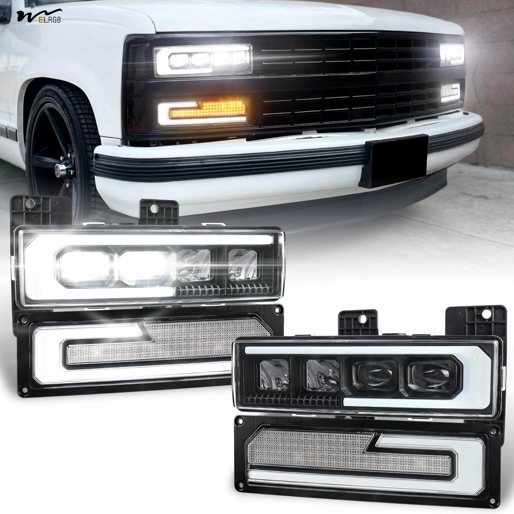 LED Headlight Assembly 500% Bright Anti-glare Headlights with Welcome DRL Turn Signal