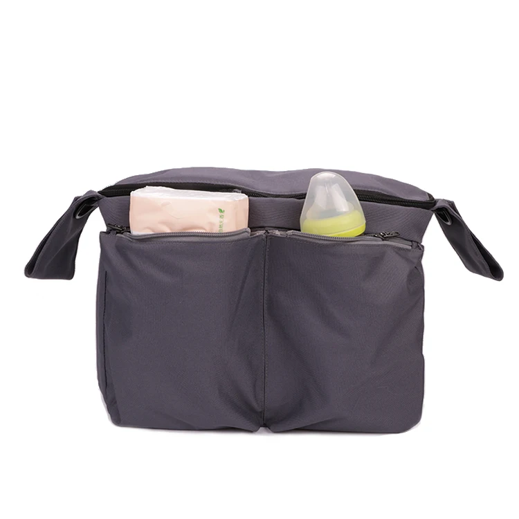 Large capacity waterproof hanging baby stroller diaper organizer bag with cup holder Storage bag