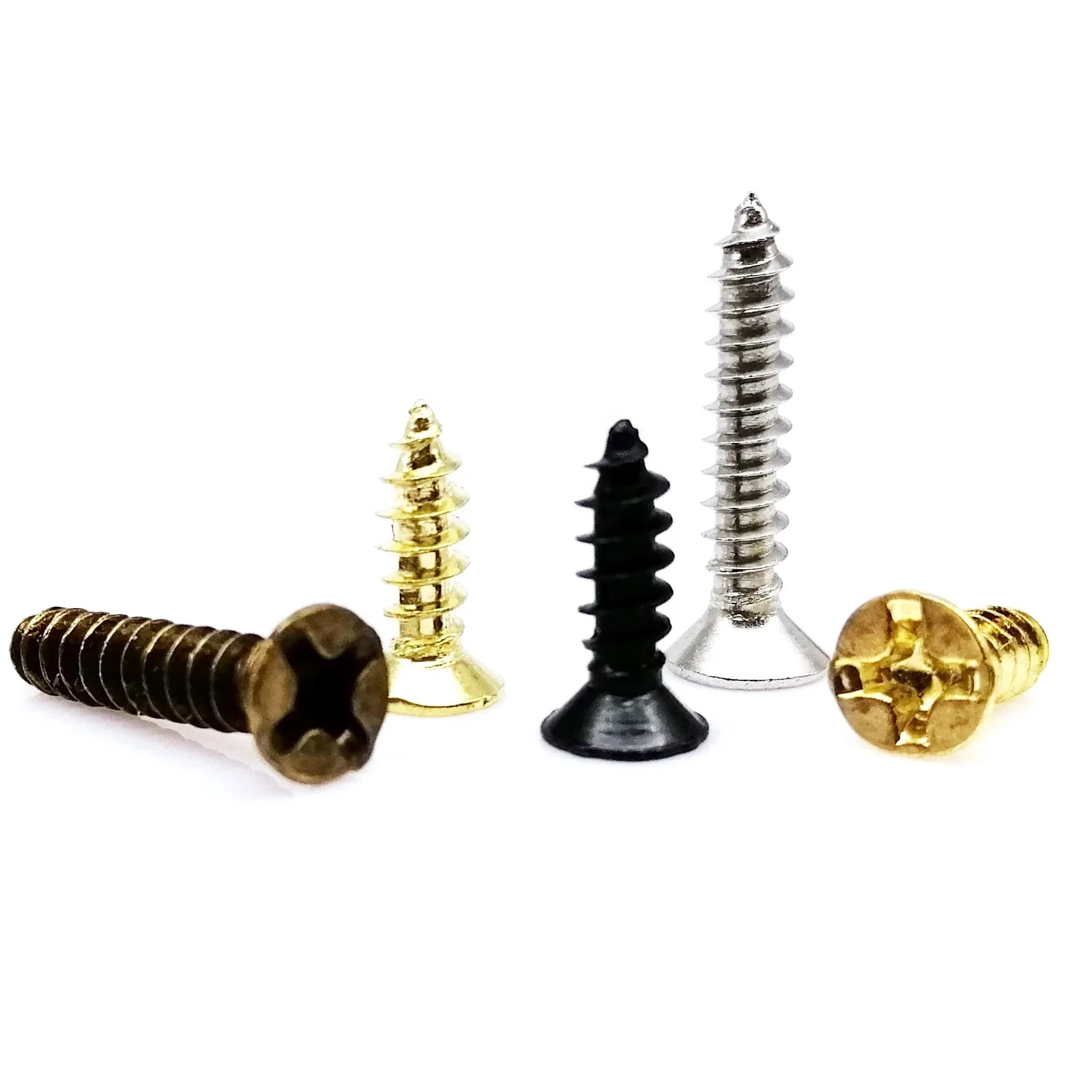 M2 M2.6 M3 Golden Silver Bronze Black Length 4-16mm 4 Color Steel Phillips Flat Countersunk Head Self-tapping Wood Screw