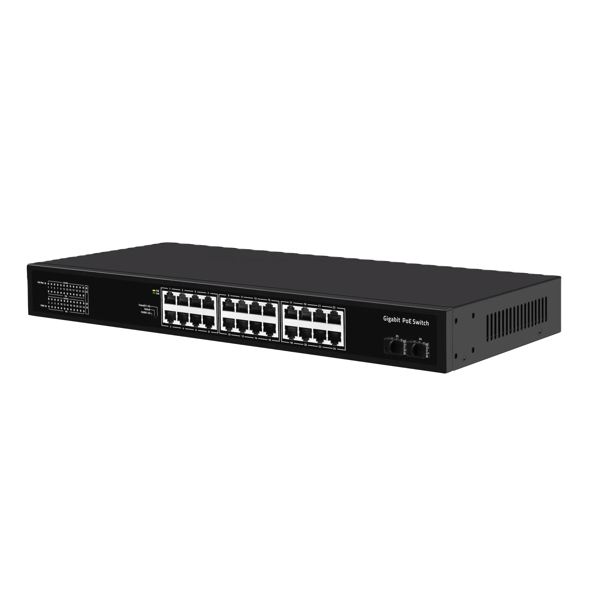 26 портов, гигабитный Неуправляемый коммутатор Ethernet, 48 В 802,3 на 400 Вт