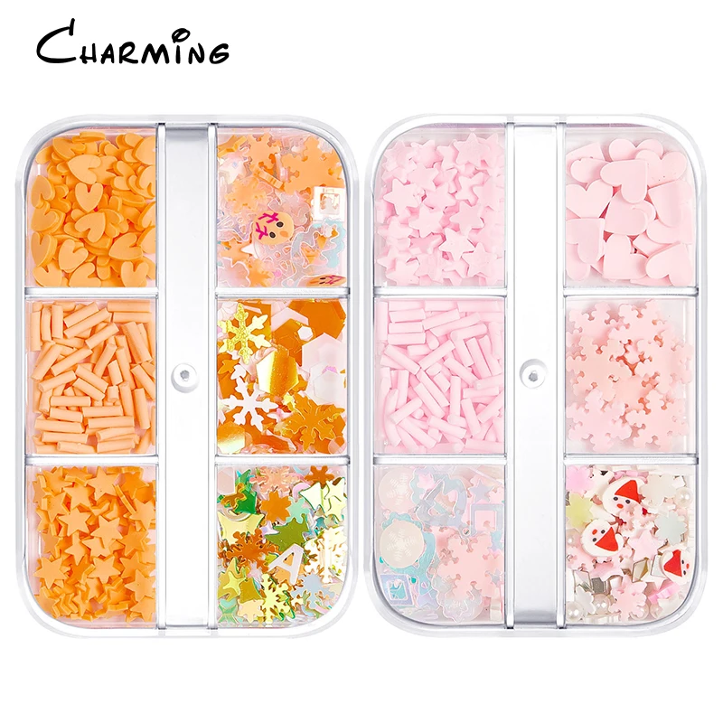 Christmas  Polymer Clay 3D Nail Art Decoration Kids Cartoon DIY Polyester Chunky Mix Glitter Powder For Nail Art Bulk Glitter Se