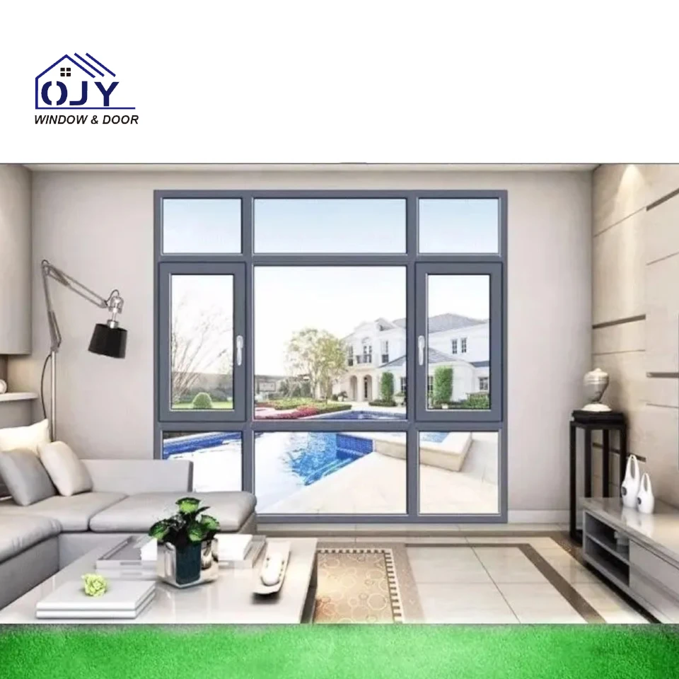 Cold Insulation Window Custom Villa House Casement Window Double Glazed Aluminum Windows and Doors with mosquito net