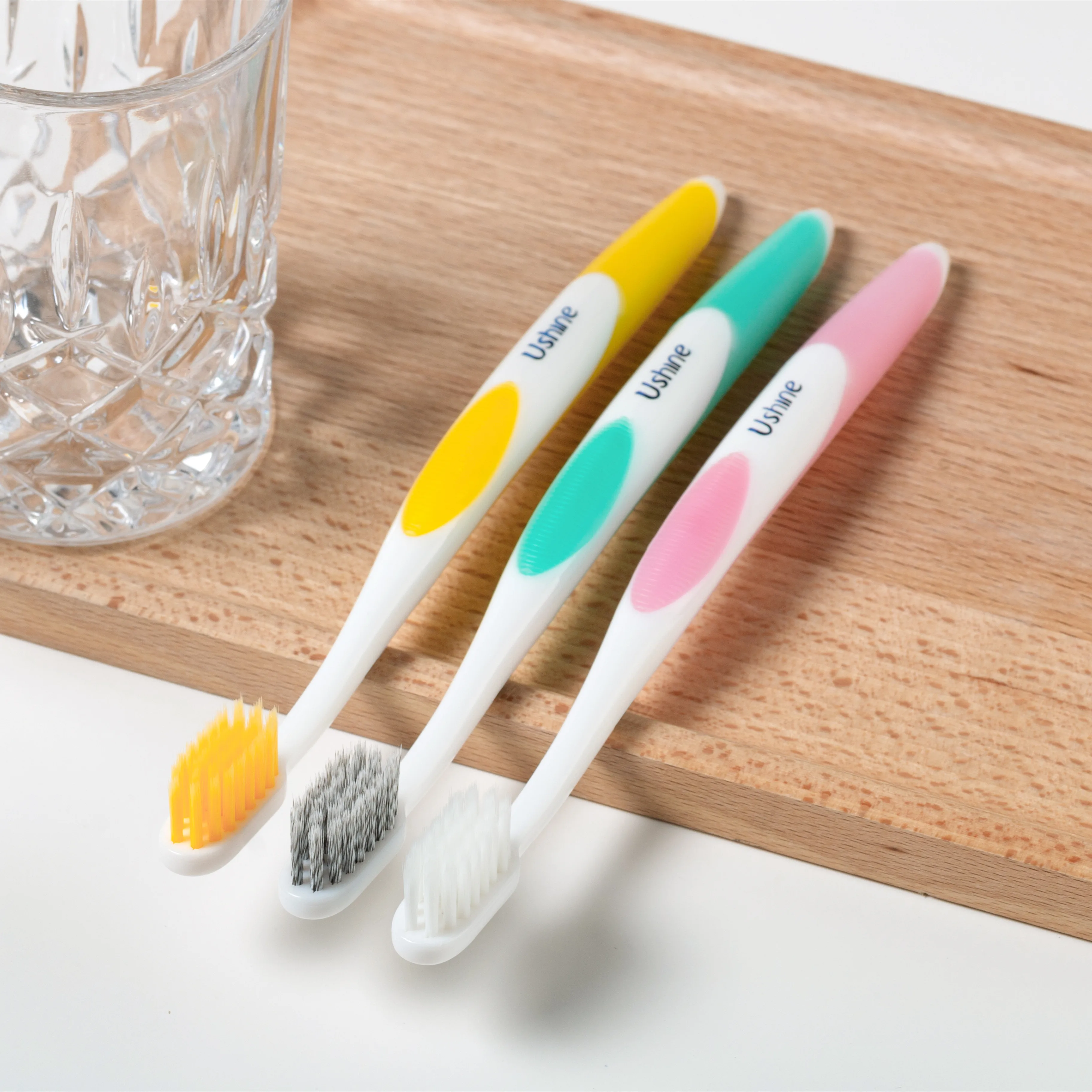 High quality ISO CE ROHS  approved massage gum adult toothbrush  double coloured bristles Wholesale OEM free sample Customized