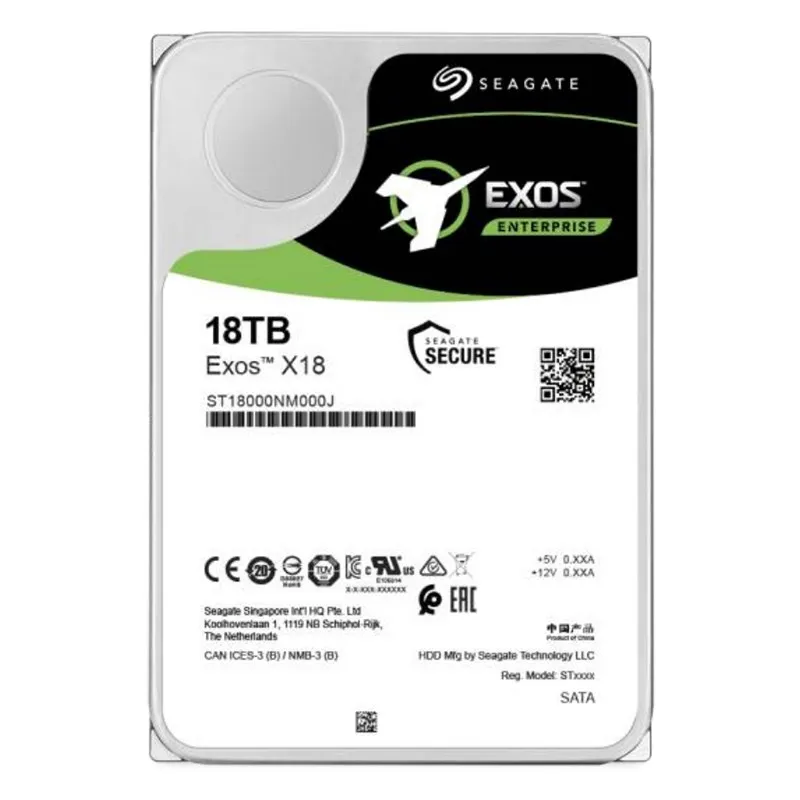 Жесткий диск ST18000NM000J Seagate 18 ТБ Exos X18 7200 об/мин SATA 6 ГБ/сек. 256 МБ кэш 3,5 дюйма Enterprise