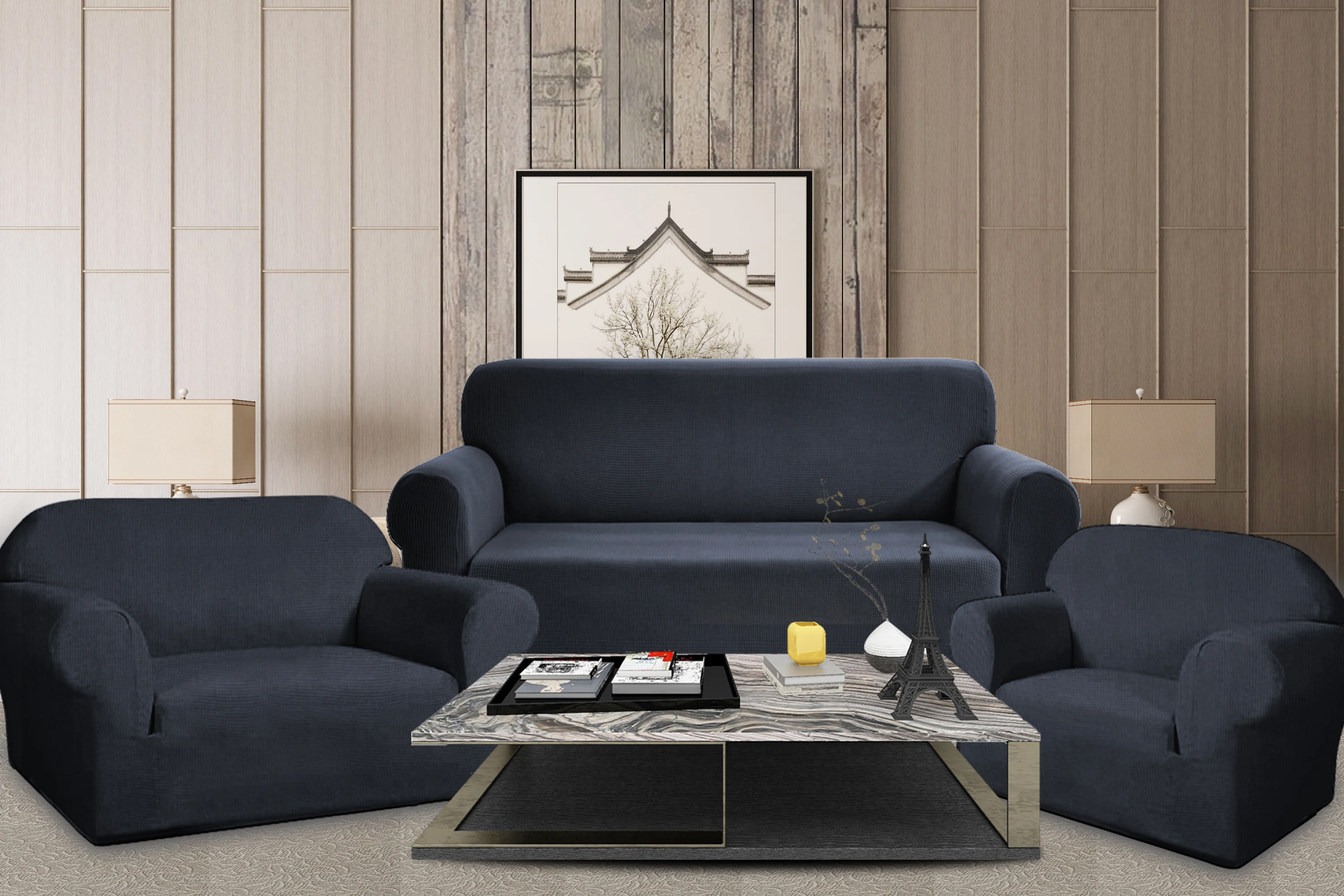 Subrtex Stretch Armchair Sofa Slipcover 2 Piece Sofa Cover 1 Seater Soft Couch Slipcover Washable Furniture Covers