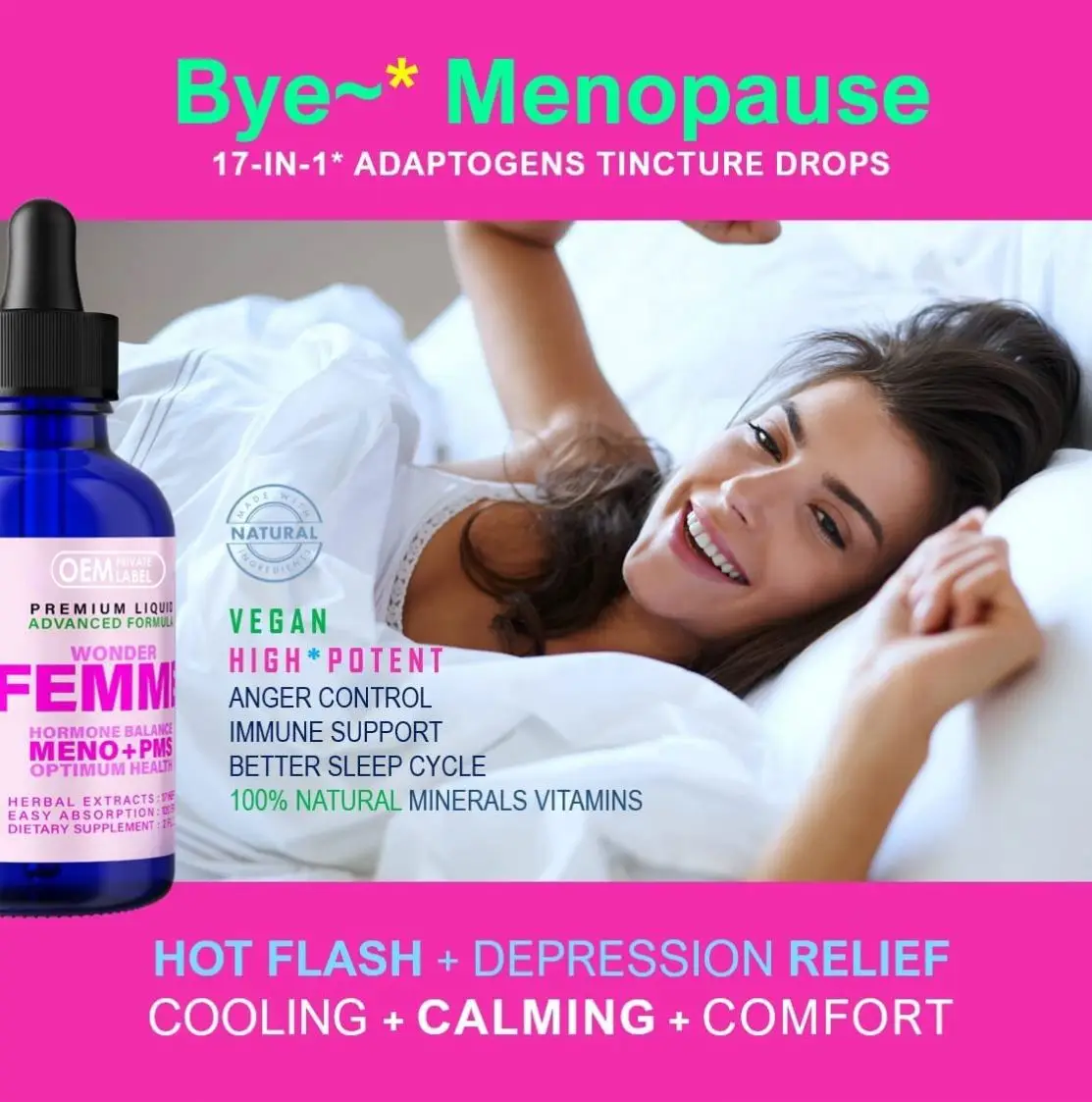 Menopause Supplement Drop With Dong Quai Licorice Root Women Hormone Balanced PMS Menopause Liquid Extract Anti Ageing OEM
