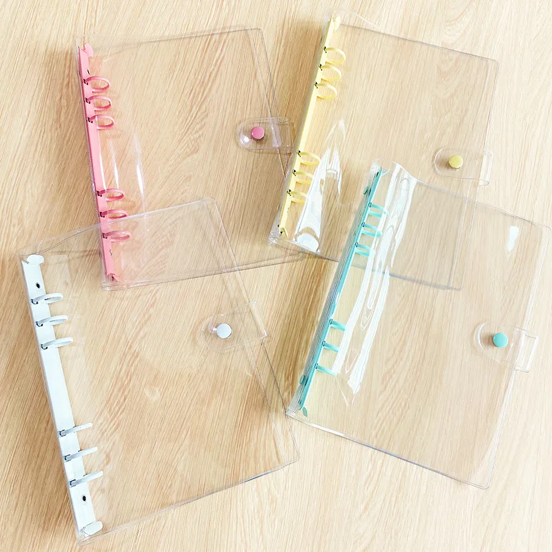 Wholesale Transparency Clear A6 A5 6ring Budget Binder Notebook Pvc Budget Binder Cover With Button