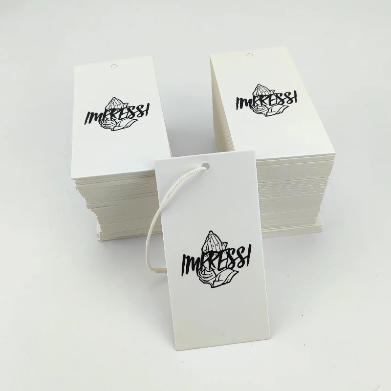 Fashion Printing Textured Paper Swing Tag Embossed Garment Hang Tag Coated Paper Tags