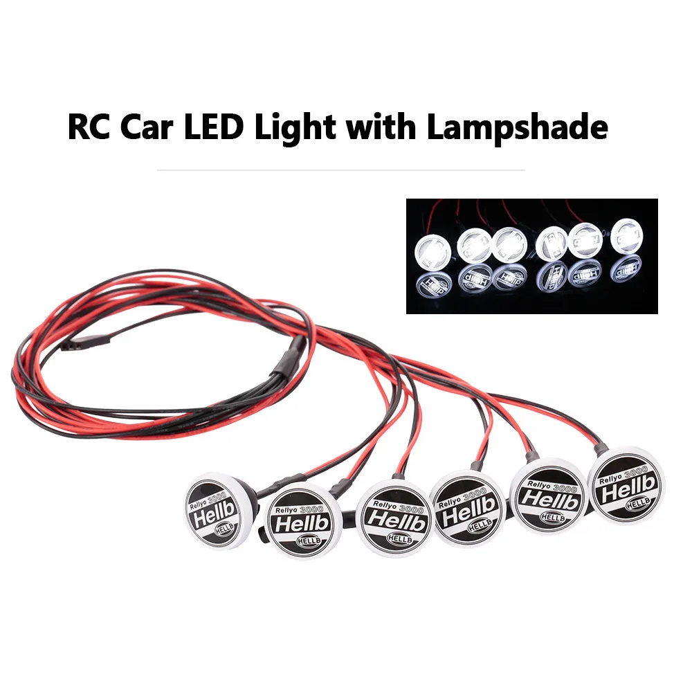 6pcs LED Light with Lampshade Decorate for Traxxas HSP Redcat Rc4wd D90 Tamiya Axial Scx10 Hpi RC Car Upgrade Parts