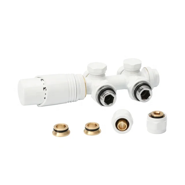 Six-way Brass TRV brass temperature control H valve for towel radiator