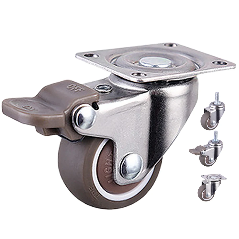 1.25 inch 32 mm TPE light duty  Furniture Silent Swivel Brake Small Caster Wheel Trolley Shopping Cart Universal Wheel
