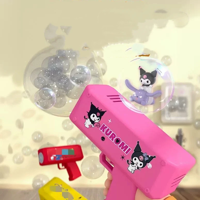 DHF1149  Kinds of cartoon Outdoor bubble machine self-suction water bubble wands anime Kuromi cat hand held bubble shooters toy