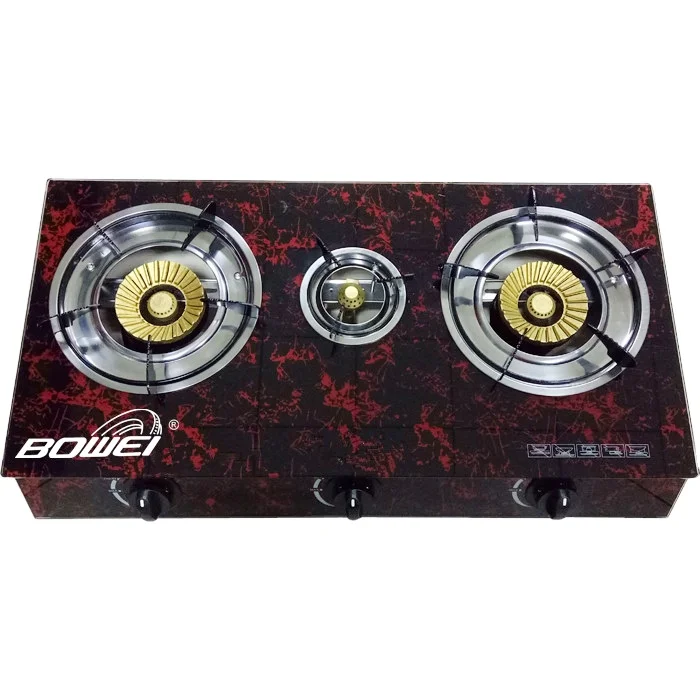 Top Cooktop Home Cooking Appliances Table Tempered Glass Surface 3 Burner Gas Cookers Stove