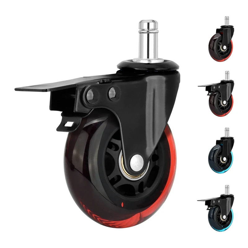 Universal Industrial Medical Heavy Duty Wheel PU Swivel Furniture Chair Caster with Brake 3 Inch Office Chair Caster Wheel
