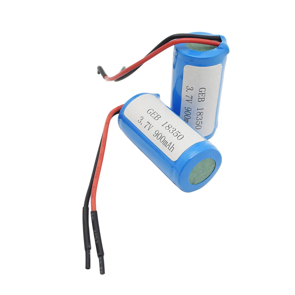 GEB customized li ion 3.7v 900mah 18350 lithium ion rechargeable 18350 battery for LED light
