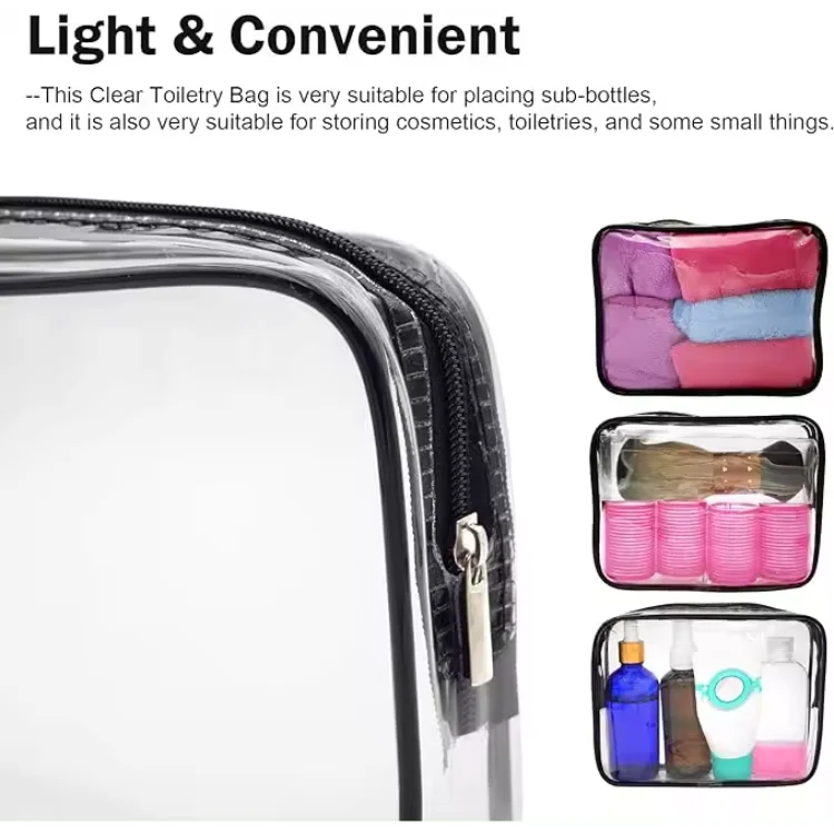 Transparent Skincare Storage Waterproof Pvc 0.3 Mm Business Travel Toiletries Gift Makeup Bag
