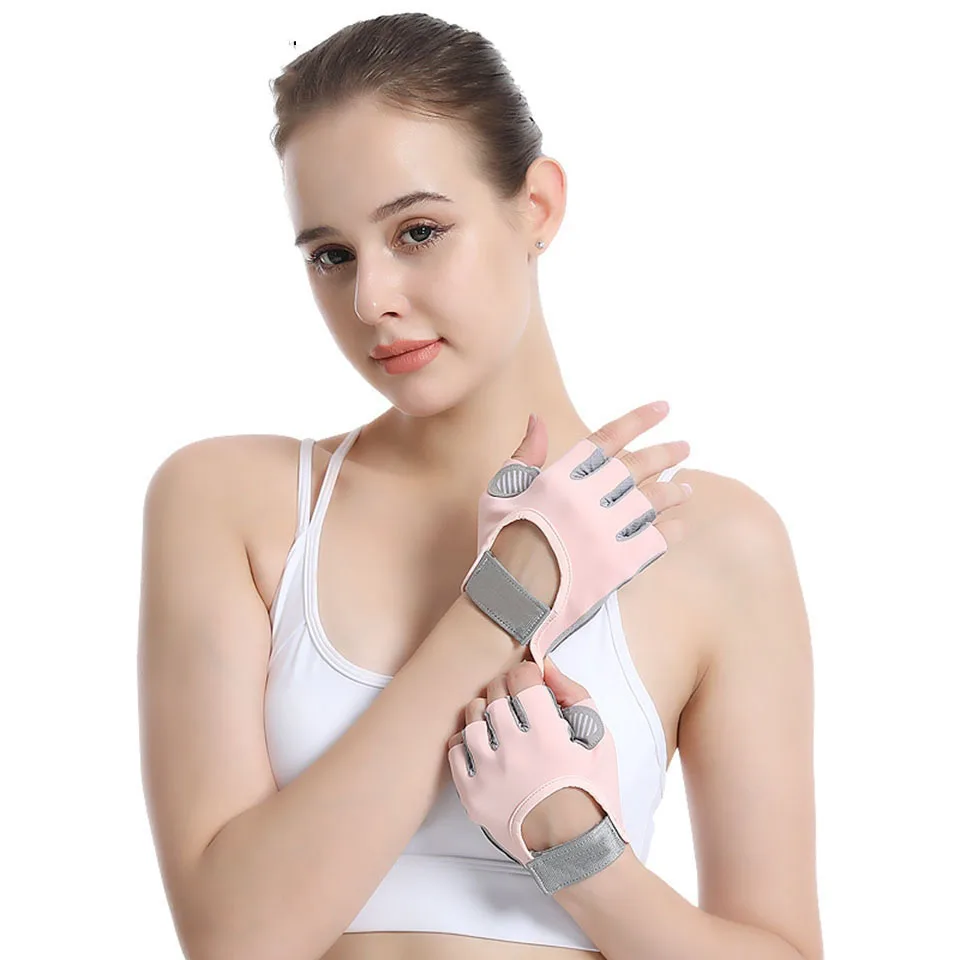 Lightweight Breathable Fabric Thick Non Slip Grip Gym Weight Lifting Gloves With Wrist Wrap
