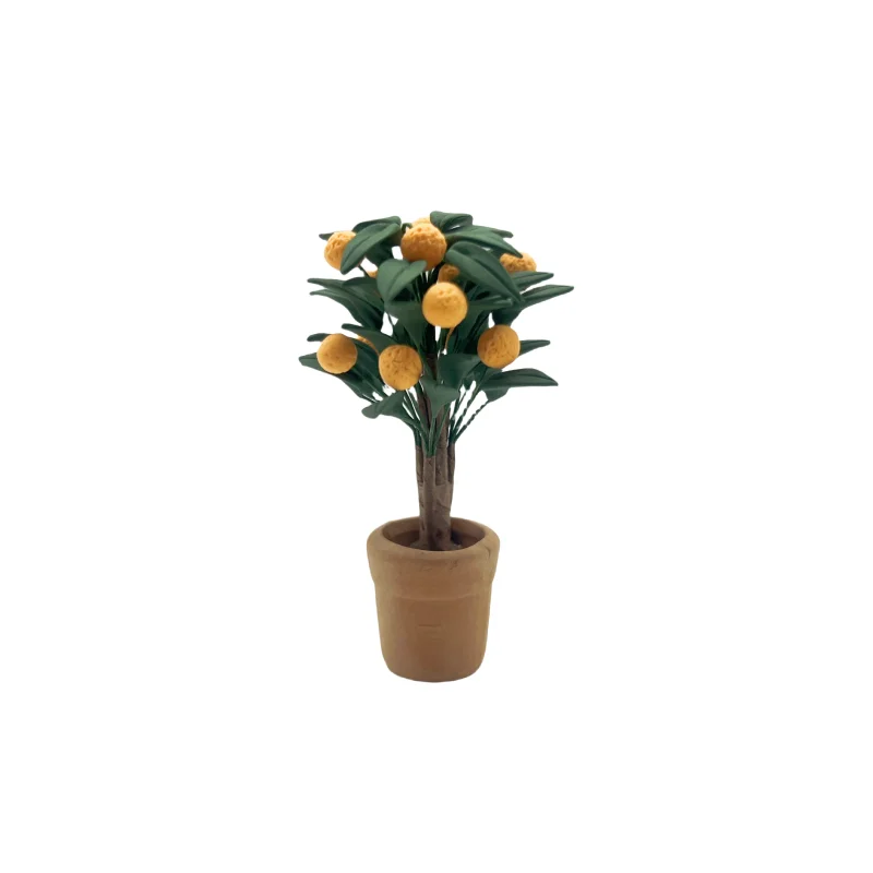 Dollhouse Miniature Handmade Clay Orange Plants Potted Doll House Scene Decorate Accessories 1:12 Scale