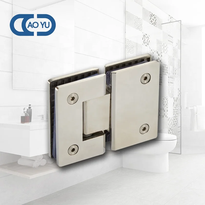 Bathroom Hardware accessories Shower Door Hinge Mirror Polished 180 Degree Straight Glass To Glass Pivot Hinges