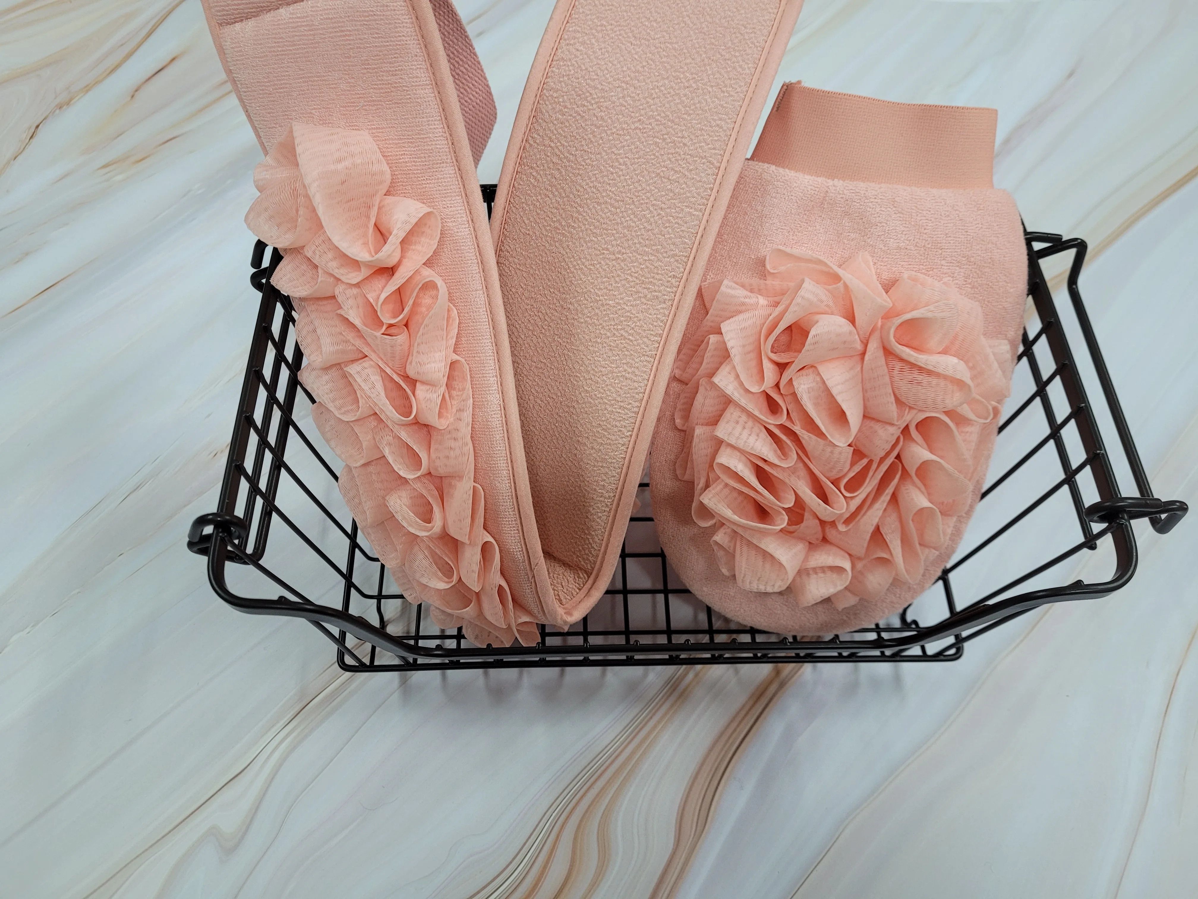 2023 New Arrival High Quality Viscose Mesh Puff Polyester Sponge Bath Mitts Exfoliating Body Gloves