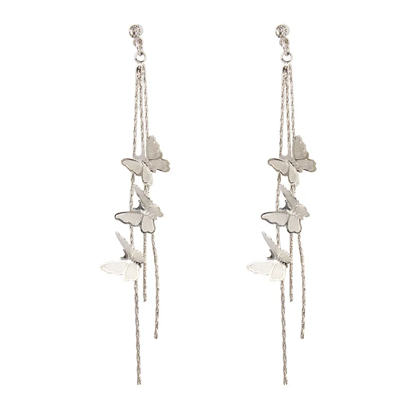  Cheaper High Quality Ear Jewelry Wholesale Super Fairy Long Chain Multi-Butterfly Hanging Earring For