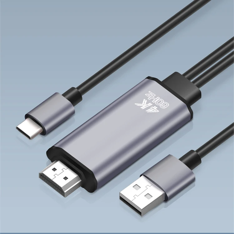  Адаптер-преобразователь 1 8 м для мобильного телефона HDTv 4k 2k 60 Гц алюминиевый видео дисплей Usb 3 Тип C в кабель