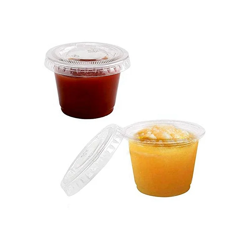  1 oz Plastic Portion Cups With Lids Condiment Sauce
