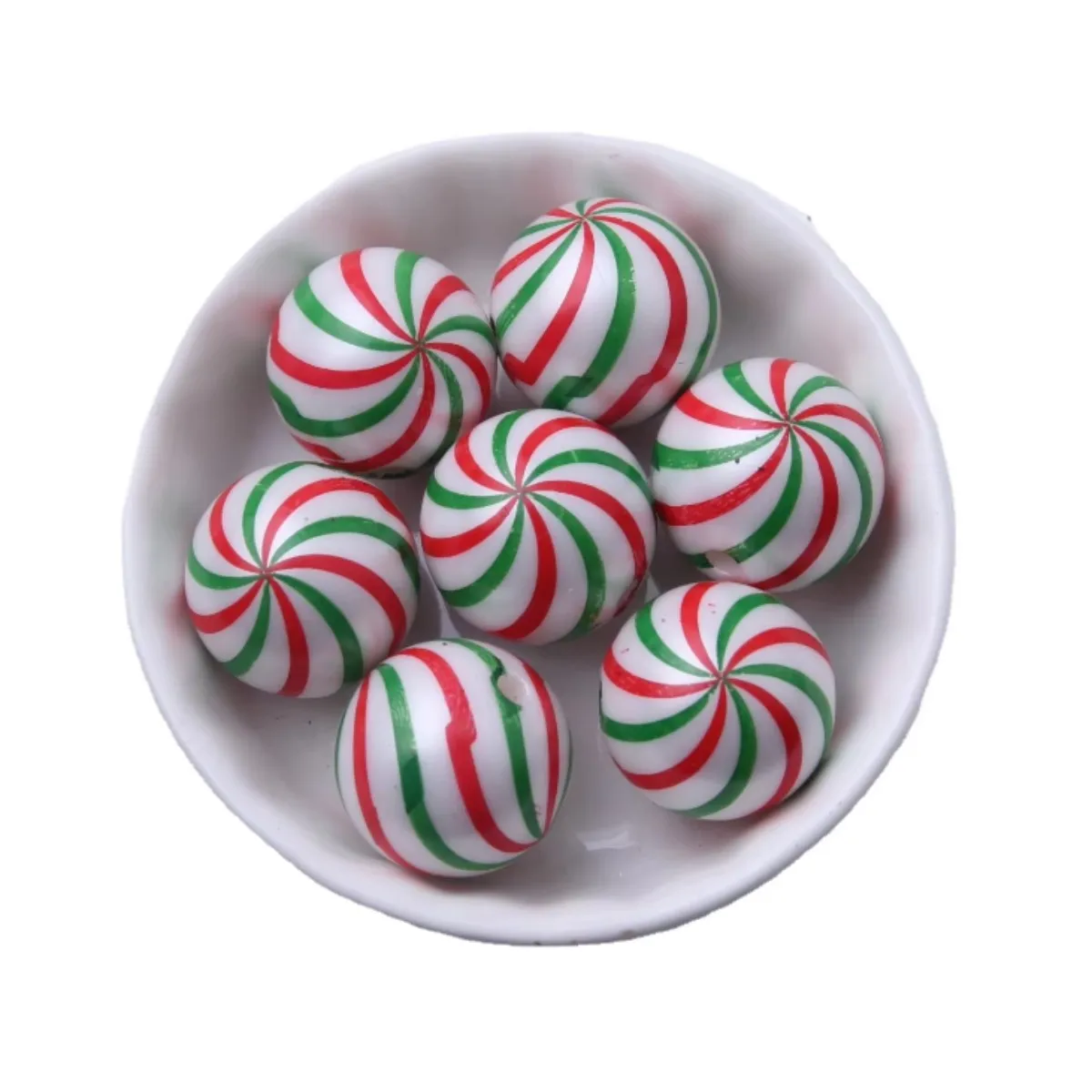 20mm Colorful Christmas Acrylic Matte Pearl Print Windmill  Beads For Beadable Making