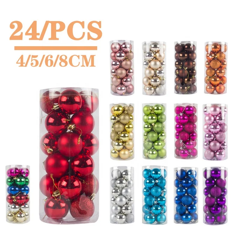 4/5/6/8cm New Luxury Big Glass Clear 24 Christmas Balls Set Led Ornaments Decorations Tree Ball 6cm Clear Christmas Balls