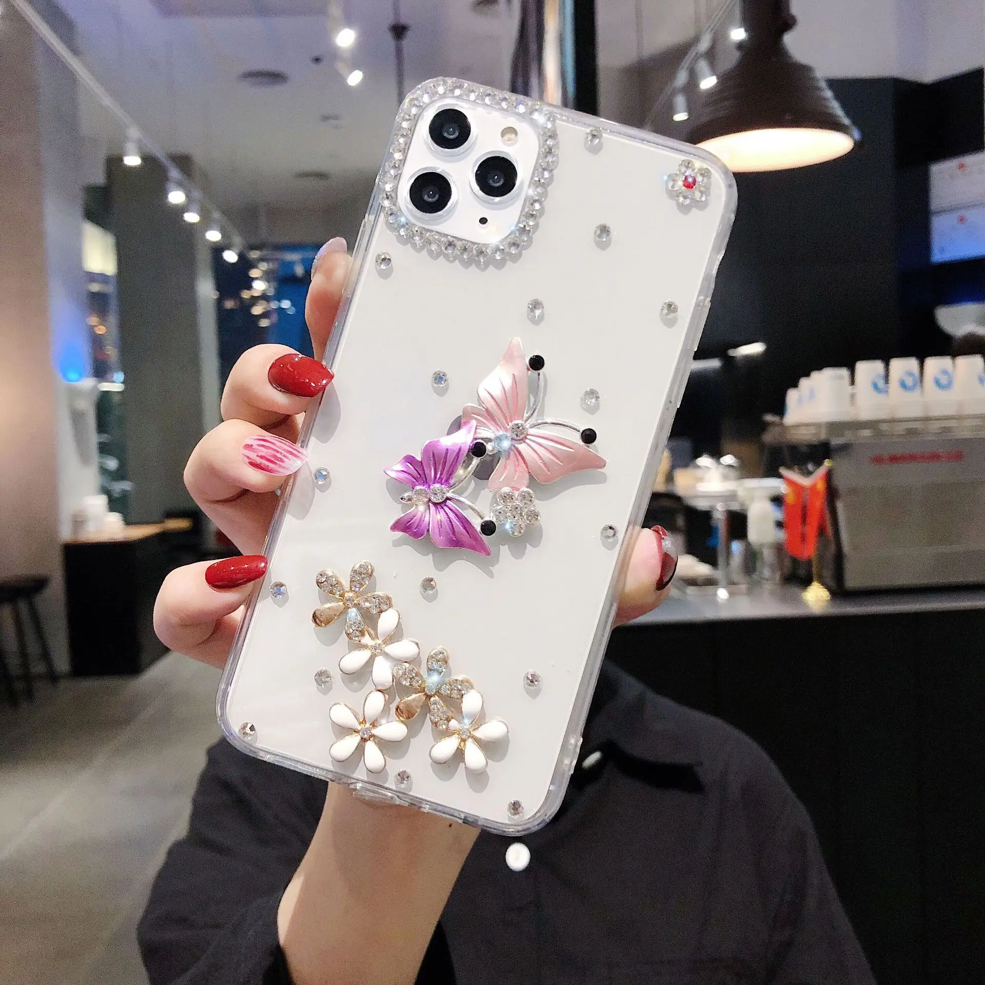
Butterfly TPU Phone Case For Iphone Series With Diamond Support Iphone 11,11 PRO and 11 PRO MAX 