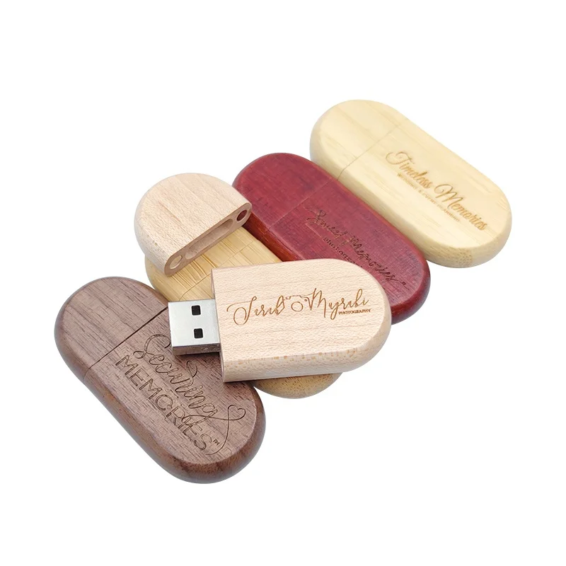 YONANSON USB Flash Drive Wooden Oval Pendrive Free Custom Logo Data Storage U Disk Memory Stick Gift Wholesale