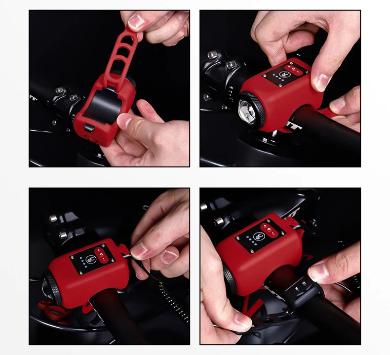 Silicone bicycle headlights high-volume 110db horn rechargeable 1200mAh bike cycling light