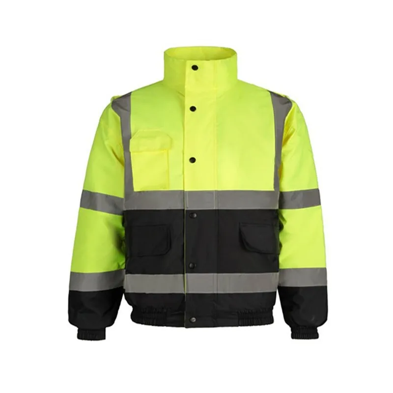 JinTeng Unisex Hi Vis Jacket Custom Logo Breathable Autumn Winter Warm Reflective Clothing Zipper Top Workwear Bomber Jacket