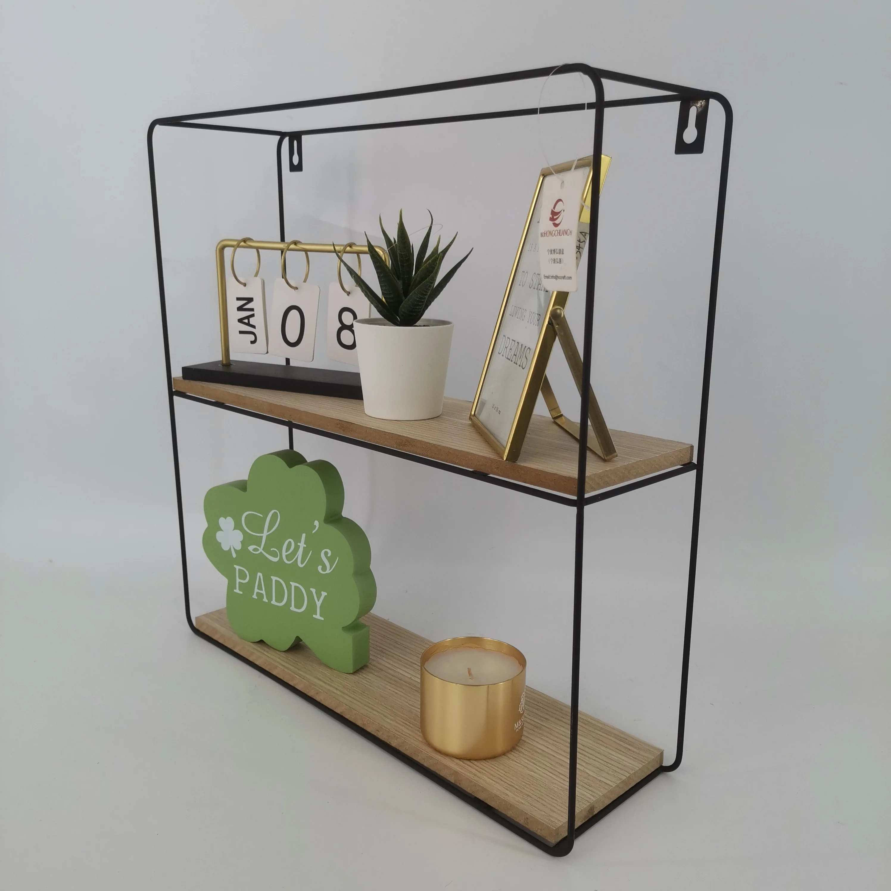 wall mounted double tier metal  decorative  wall shelves,Hexagon wall shelf,home decors