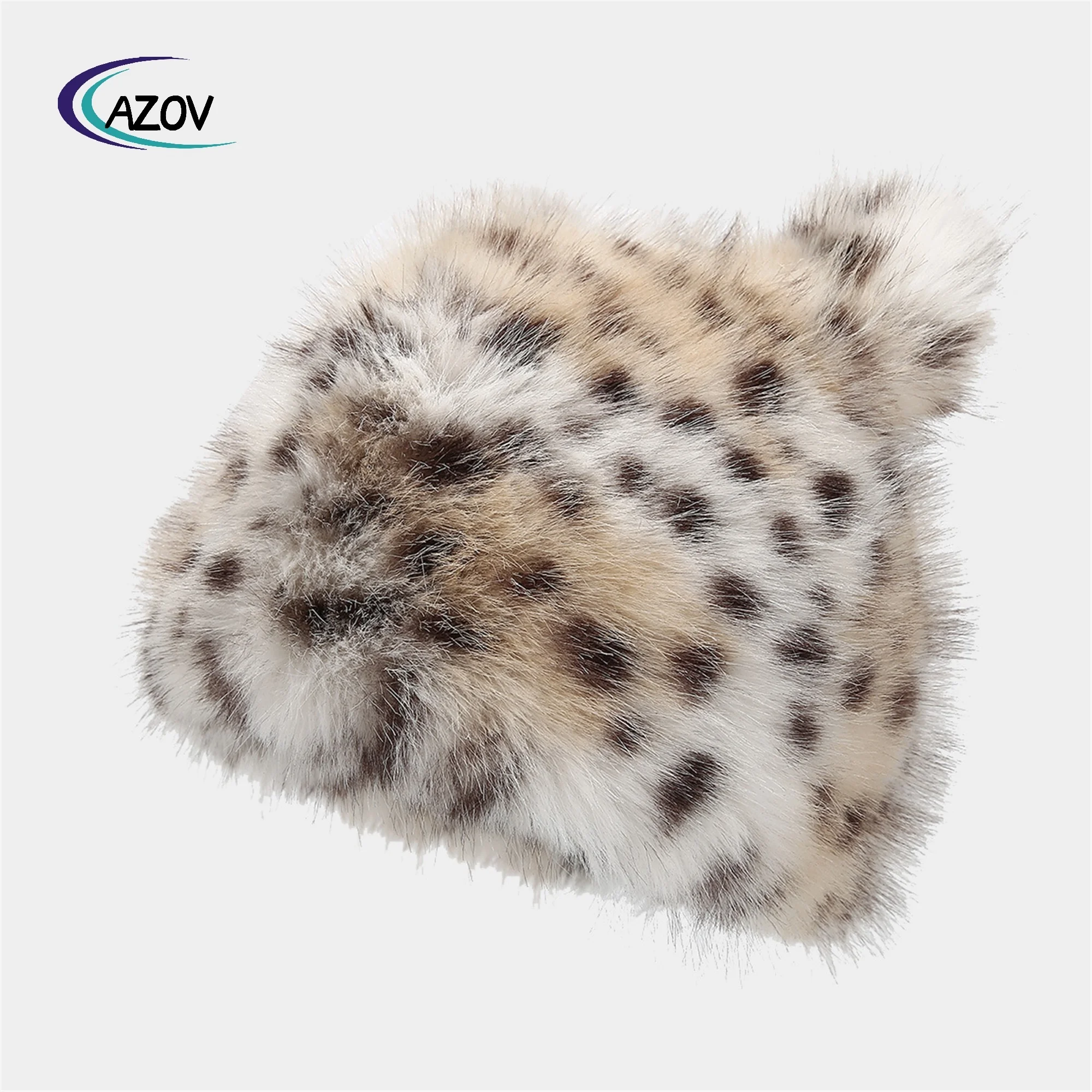 2025 leopard print plush hat face-looking small ladies fashion elegant warm hat scarf suit