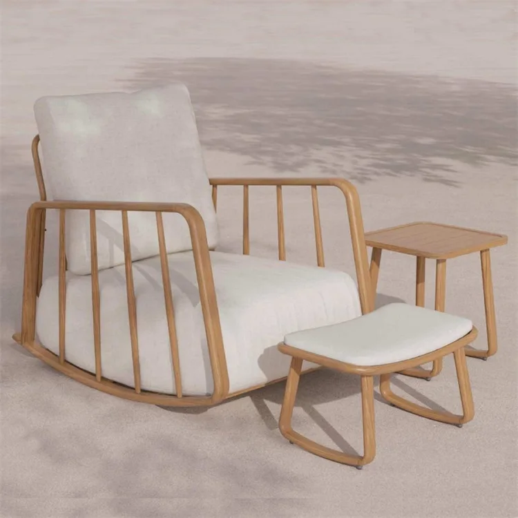 YOHO Modern Garden Outdoor Furniture Wooden Rocking Sun Lounge Chair