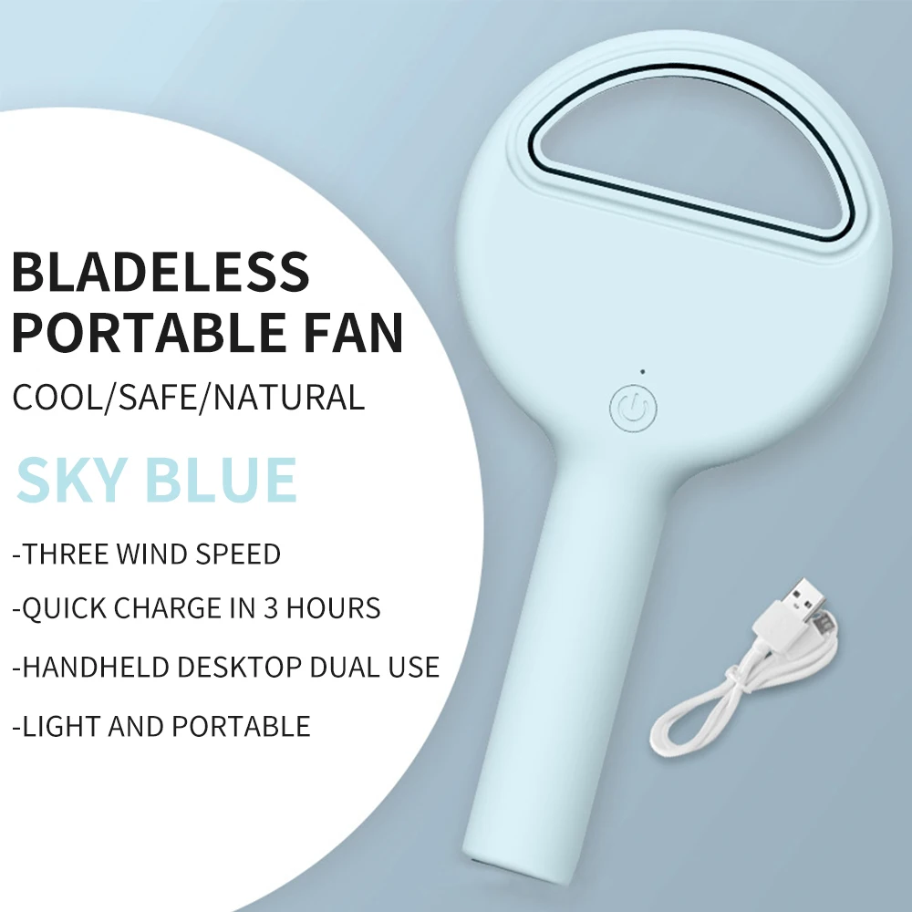 Personalized Battery Operated Rechargeable Bladeless Electric Portable Ventilador Hand Handheld Wearable Small Mini Lash Fans