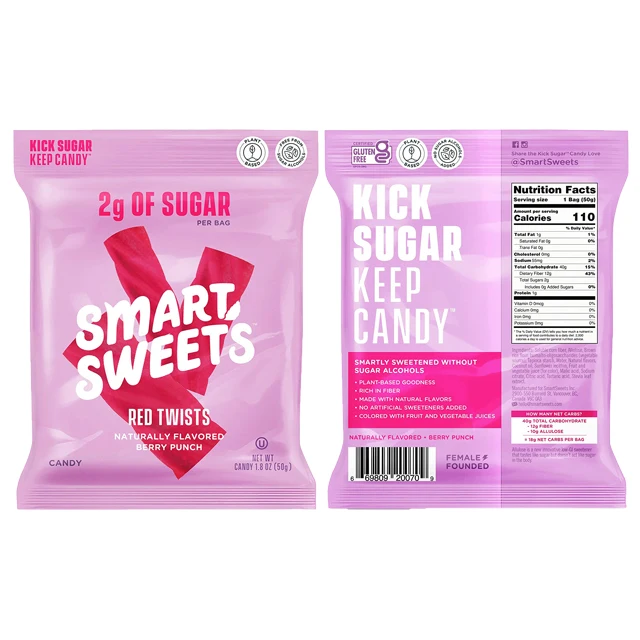 Custom 50g Food Grade Back Seal Heat Seal Plastic Bag For Snack Biscuit Chips Candy Soft Sweets Packaging Bags